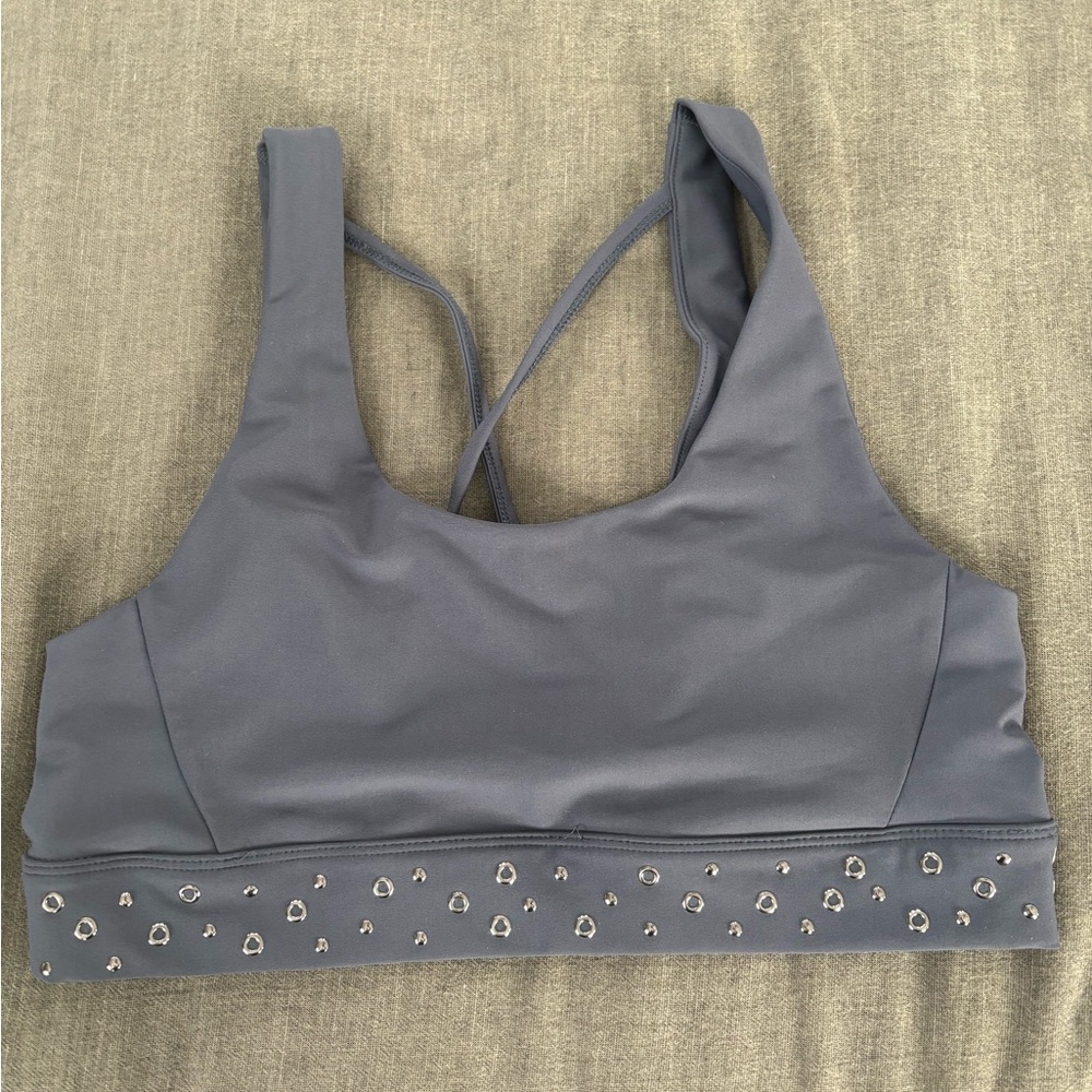 Soul Cycle Gray Sports Bra with Embellishments